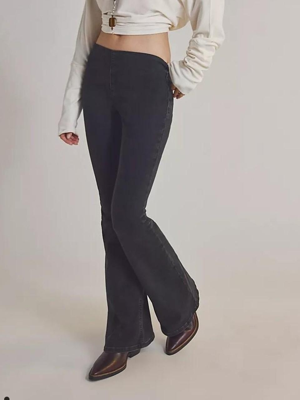 We the Free Pull-On Penny Flare Jeans 31" x 32" black minimalist Y2k